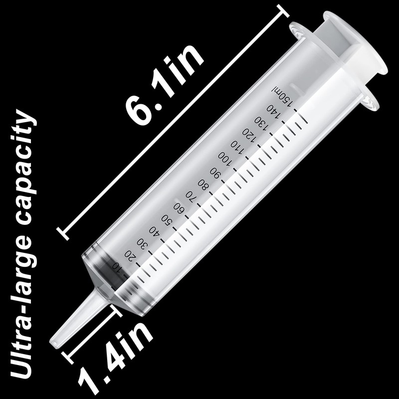 2 Pack 150ml/cc Large Syringe , Individually Sealed Plastic Liquid