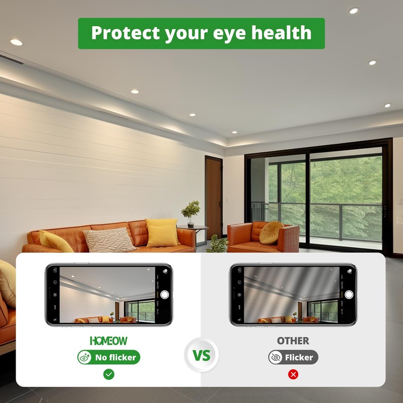 HOMEOW LED Recessed Spotlight, 230 V, Dimmable, Flat, 7 W