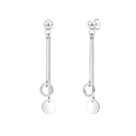 Elli Geo Basic Women's Earrings Chain Circle Bar in 925 Sterling Silver