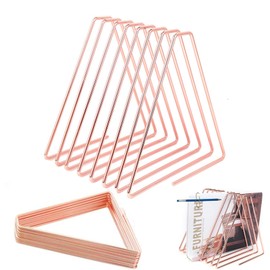 FEIQIAO Adjustable Telescopic Triangle Record Shelf Bookcase, Wire Folder Organiser Sorter, Decorative Desktop Book Organiser Magazine Rack (Rose Gold, 7 Grids)
