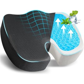 NEWKIBOU Cojín Ortopédico Memory Foam para Asientos con Base Antideslizante Espuma Viscoelástica, Ergonómico para Silla de Oficina, Para Ciática, Dolor de Espalda y Coxis, Cojín de Gel