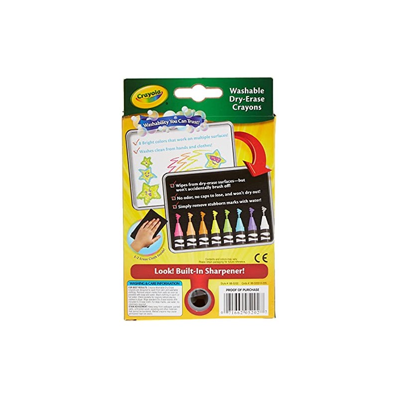 Crayola Dry-Erase Bright Crayons, 8 count