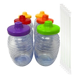 Dulces Tortugita Mexican Style 16 oz Mini Plastic Barrel with Straw and Lid Traditional Vitroleros in Assorted Colors (16oz (6 Pack Brand