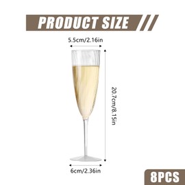 CutitiUU 8 PCS Plastic Threaded Champagne Glasses,Premium Elegant Plastic Champagne Flutes,Plastic Champagne Glasses Reusable,Cocktail Prosecco Glasses for Weddings,Birthdays,Christmas,BBQ (6oz)