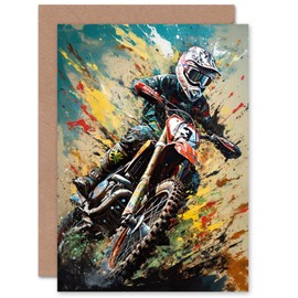 Artery8 Motocross Fan Dirt Pit Bike Race Sport Him Husband Birthday Card