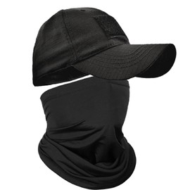 Jarseila Men's Camo Baseball Cap with Face Masks, Military Cap Baseball Cap Men's Cotton Army Cap Cotton Military Cap Baseball Cap, black