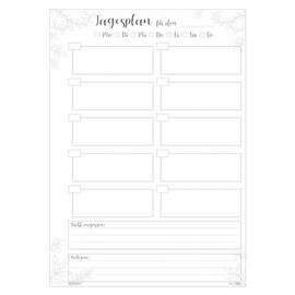 TimeTEX - Pad Daily Plan A4 "Mein Schultag" | 50 Sheets with 10 Orga Boxes for Lessons & Notes | With Storage Punch, Copy Protection & QR Code with Current Year Overview