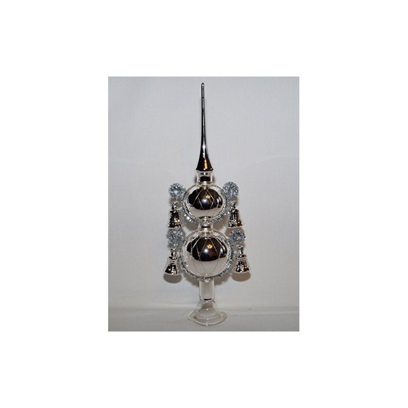 Jingle Bells Lauscha Christmas Tree Topper Silver 4 Bells 30