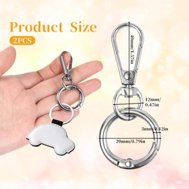 JJUNW Removable Carabiner Hooks, 2 Pieces Rotating Carabiner Hooks, Metal Carabiner Key Ring, 360° Rotating Carabiner Clasps for DIY Handbag Keychain Craft Backpack Accessories (Silver)