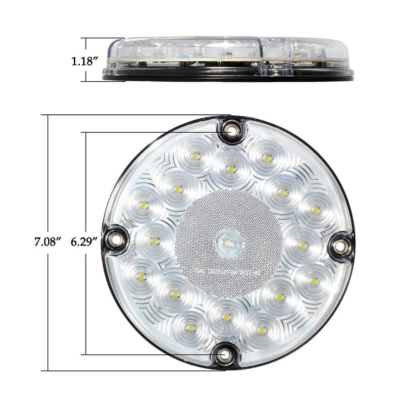 Partsam 2Pcs 7" Round White LED Backup Lights 17 LED