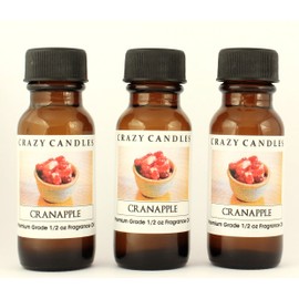 Crazy Candles Cranapple 3 Bottles 1/2 FL Oz Each (15ml) Premium Grade Scented Fragrance Oil