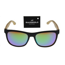 Gamswild WM1028 Sonnenbrille Bambus Mode Brille Damen Herren Unisex | rot | orange | grün - gelb | grün getönt, Farbe: Braun