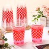 Tiangrid 100 Pcs 16 oz Red and White Checkered Plastic