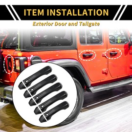 REPAIROCK 1 Set Exterior Door Handle Covers Tailgate Door Handle Cover for Jeep Wrangler JL JLU 2018-2022 Car Door Handle Protector with Smart Key Holes ABS Carbon Fiber Pattern Black