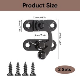 Small Hasp Latches for Wooden Box - 4PCS Black Swing Arm Hook Lock with Screws - Right Toggle Hasp Lock for Furniture, Wooden Box, Jewelry Case, Cabinet - Vintage Black Style