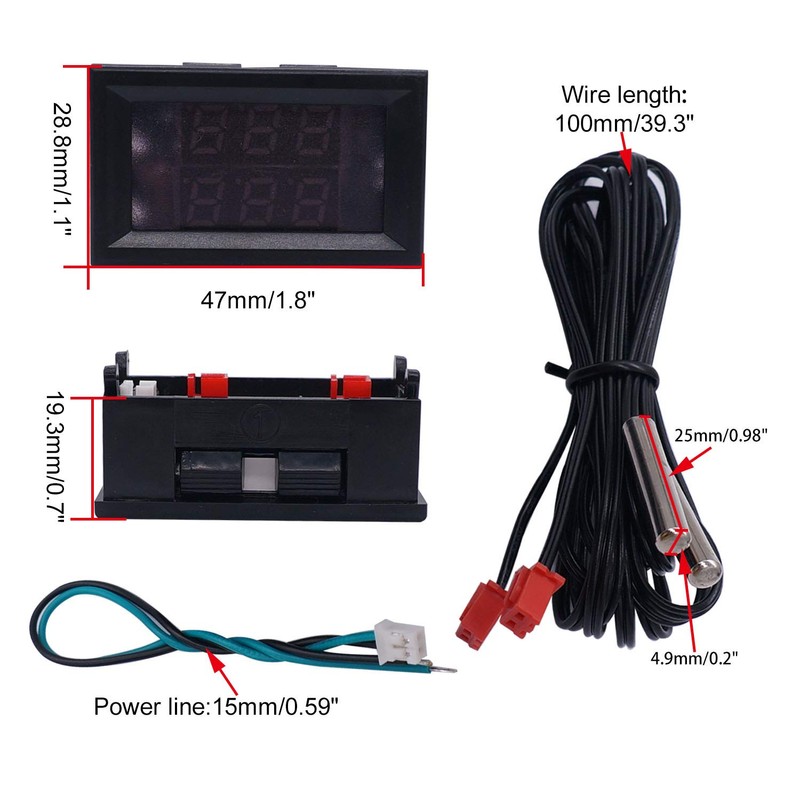 weideer Digital Thermometer Dual LED Display Fahrenheit to Centigrade Adjustable