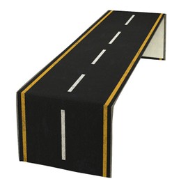 Railroad Track Aisle Table Runner Train Party Decorations Empty Highway Asphalt Road, Empty Highway Black Asphalt Road Theme Tablecloth Runner Table for Kitchen CoffeeTea Table Dinner Room 13x108in