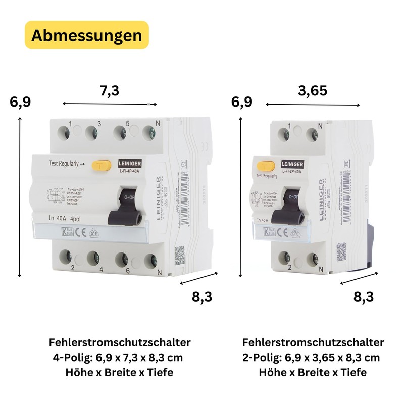 LEINIGER/Residual Current Circuit Breaker/FI Switch/RCD / 2-Pin / 4-Pin /
