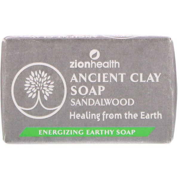 Zion Health Ancient Clay Soap Sandalwood 6 oz Bar Soap