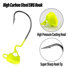 Dr.Fish 10 Pack Ned Rig Jig Heads Weedless Swinging Jig Head for Crappie Fishing EWG Wide Gap Hook Freshwater Swimbait Bass Fishing Lure 3/8oz(#1/0) Black