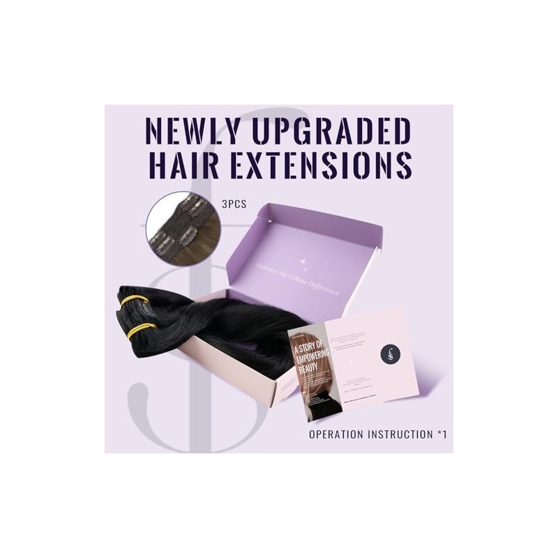 Fshine Extensiones de Cabello Natural con Clip 12 Pulgadas 50g