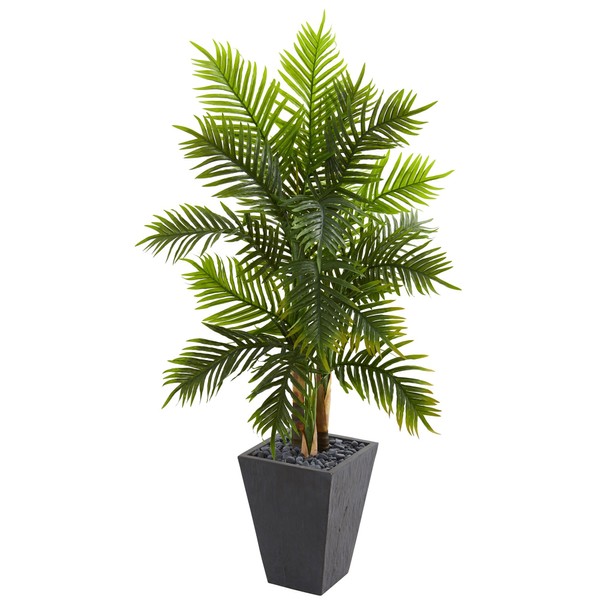 Nearly Natural 5.5’ Areca Palm Tree in Slate Finished Planter