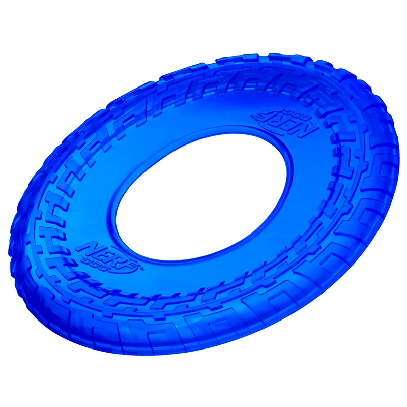 Nerf Dog 10in Enhanced Translucent TPR Tire Flyer - Blue,Medium