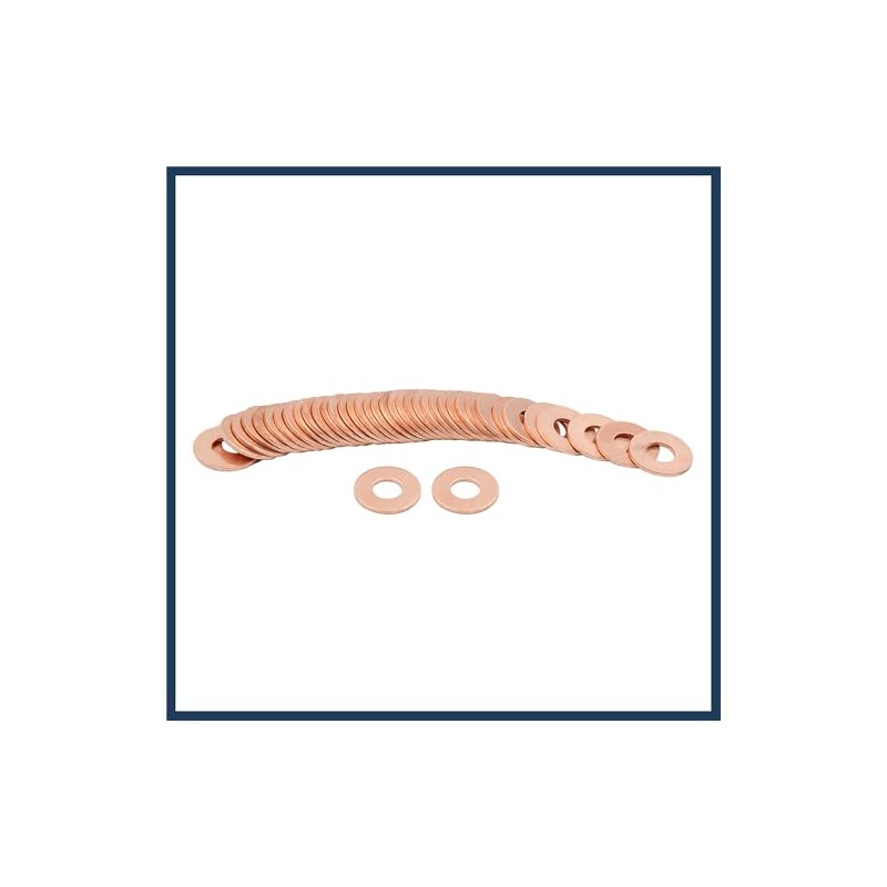 INFINAUTO 40pcs 6mm Inner Dia Copper Washers Flat Sealing Gaskets