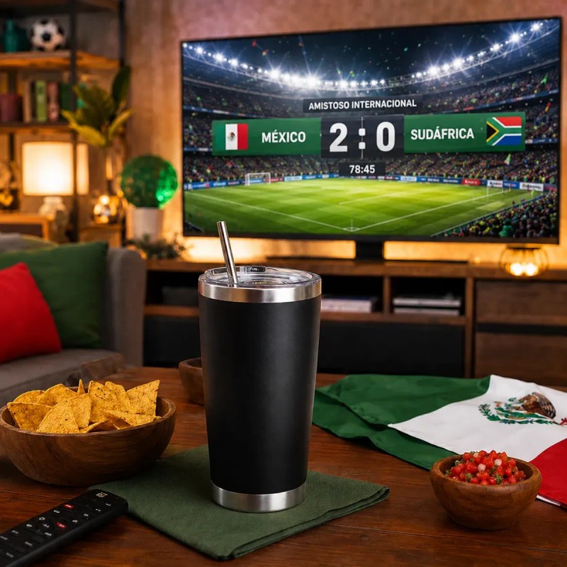 Vaso Térmico De 20oz Acero Inoxidable Con Popote Y Cepillo