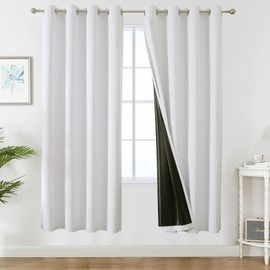 Estelar Textiler White 100% Blackout Curtains 72 Inch Length 2 Panels Set for Living Room, Thermal Insulated Energy Saving Window Curtains for Bedroom, Total Light Blocking Grommet Drapes,52Wx72L