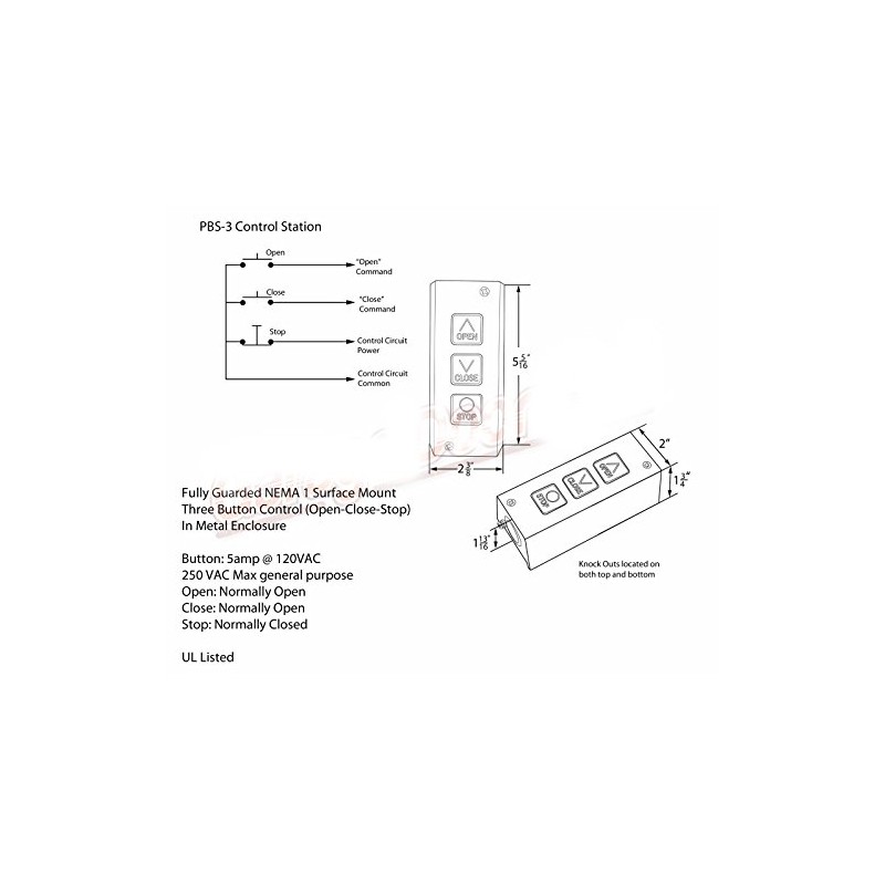 Commercial Garage Door Opener 3 Button Wall Mount PBS 3