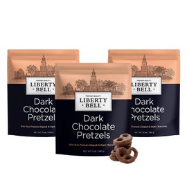Liberty Bell Dark Chocolate Covered Pretzels, Mini Pretzels Dipped in Dark Chocolate, 12 Ounce Bag (3 Pack)