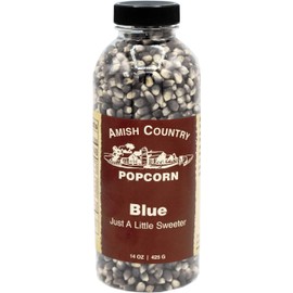 Amish Country Popcorn | 14 oz Bottle | Blue Popcorn Kernels | Old Fashioned with Recipe Guide (14 oz Bottle)