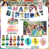 42pcs Princess Party Plates Supplies Pack Includes，Banner，Cake Topper，Blackdrop,Balloons for Princess