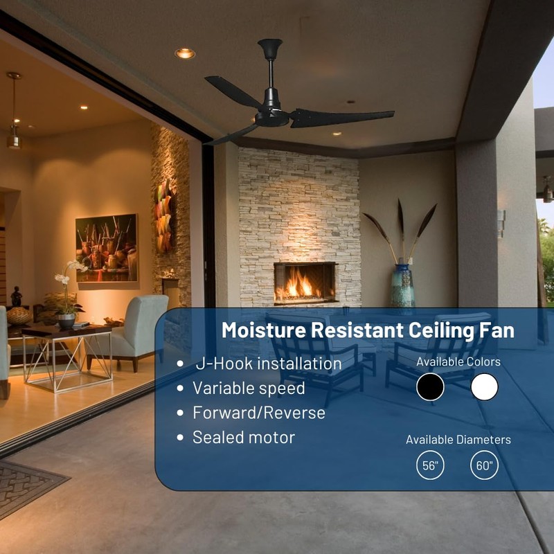 VES Outdoor Grade Ceiling Fan 56"/60" - DC Motor (56"