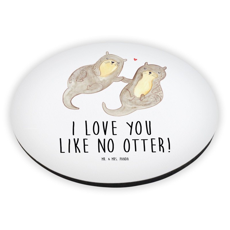Mr. & Mrs. Panda Round Magnet Otter Hands Holding -