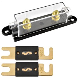 1/0/4/8 Gauge ANL Fuse Holder + 2 Pack Nickel 200 Amp 200A Fuse