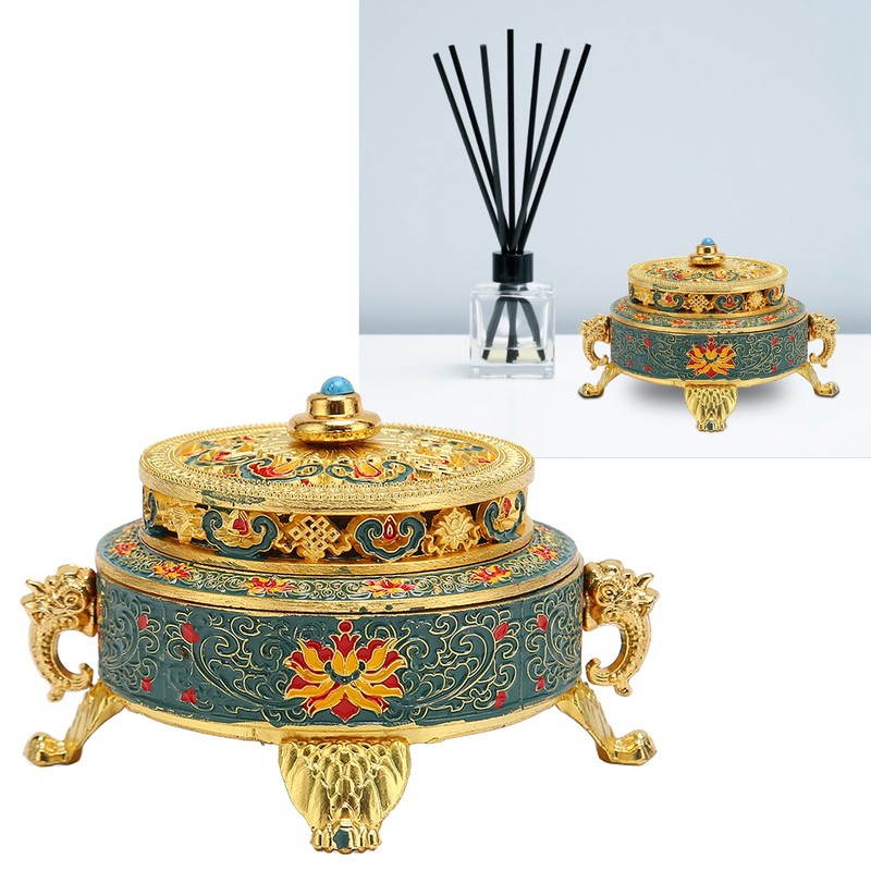 Trinket Incense Burner with Lid Handcraft Antique Polished Process for
