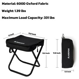 NORDPEAK Compact Foldable Stool with Shoulder Strap, Heavy Duty 350lbs Support, Lightweight Portable Seat Gift for Camping, Outdoors, Concerts, Commute