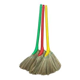 Choi Bong Co Vietnam Hand Made Straw Soft Broom with Colored Handle 12" Head Width, 40" Overall Length -1pc