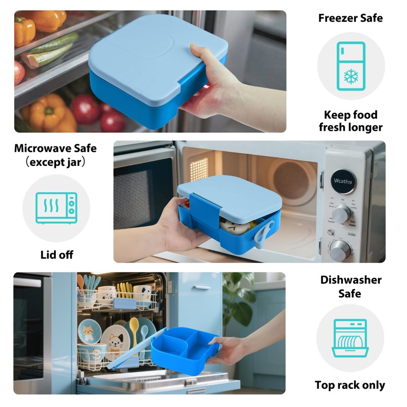 TinyPalsa Bento Box for Kids, 3 Compartment Kids Lunch Box