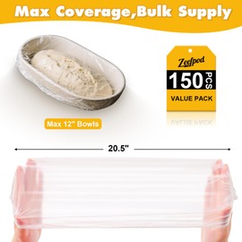 150PCS Reusable Elastic Plastic Bowl Covers – Fit Up to 12" Bowls, for Bread Proofing,Sourdough Baking, Leftovers, Outdoor Use, Dust-Proof Food Storage Covers