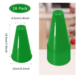 HSLCGF 16 Pcs Cheer Megaphone for Party Green DIY Plastic Megaphone Party Accessory for School Outdoor Activities DIY Decorations Party Favors Super Bowl Sports Match Game(16 Pcs, Green)