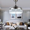 Retractable Crystal Ceiling Fans Light with Remote Control 4-Blade Invisible
