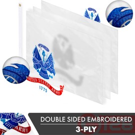 G128 US Army Flag | 2x3 Ft | Double ToughWeave Series Double Sided Embroidered 210D Polyester | Military Flag, Embroidered Design, Indoor/Outdoor, Brass Grommets, Heavy Duty, 3-ply