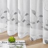 Tollpiz Grey Leaf Sheer Curtain Leaves Embroidered Bedroom Short Curtains