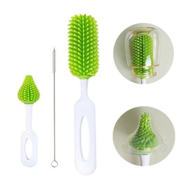 3 PCS Baby Bottle Cleaning Brush Durable Silicone Bottle Brush Silicone Bottles Cleaner Bottle Accessories-Bottle, Nipple and Straw Brushes for Washing Baby Bottles,Vase, and Glassware