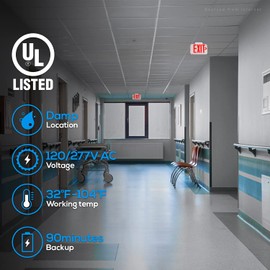 TORCHSTAR 8-Pack LED Exit Sign, Emergency Exit Light with Battery Backup, Double Face, UL 924, AC 120/277V, Damp Location, Hardwired Red Letter Exit Lights for Business Indoor, White