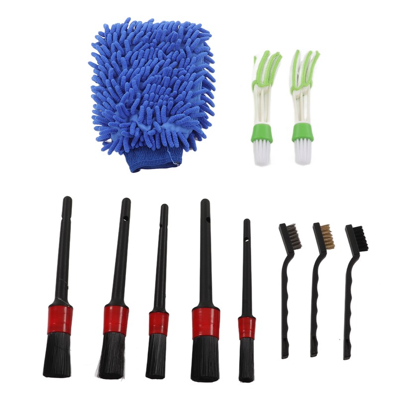 11PCS Car Cleaning Detailing Brush Set Interior Exterior Plastic for