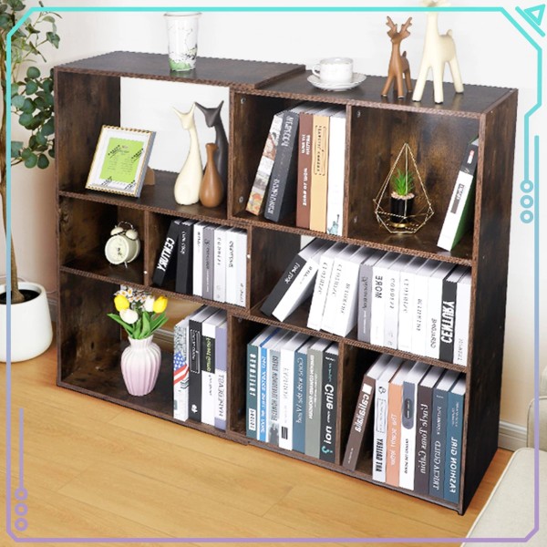 Yamissi 3-tier Bookcase, Book Shelf, Geometric Room Divider, Storage Display